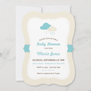 Turquoise Cloud Baby Dusche Einladung