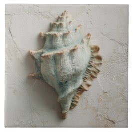 Turquoise Coastal Conch Shell Art Fliese