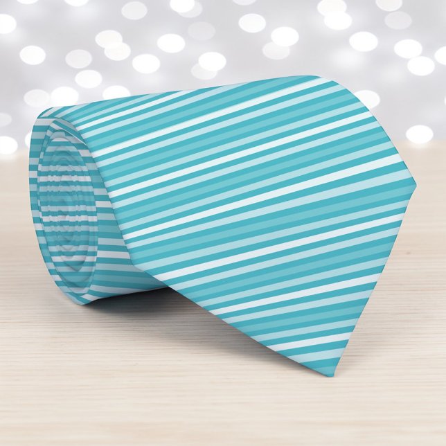 Turquoise Color Stripes Necktie Krawatte (Von Creator hochgeladen)