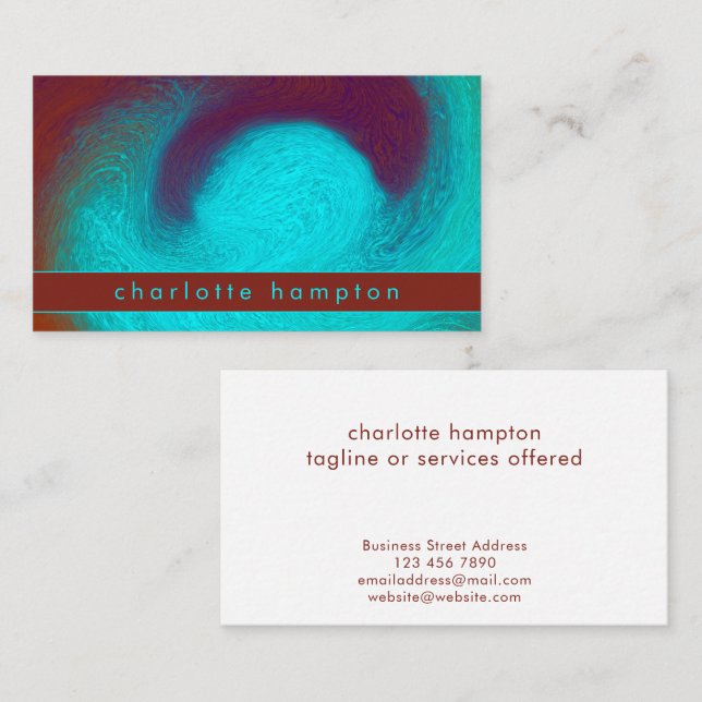 Turquoise & Copper Unique Cool Groovy Custom Visitenkarte (Vorne/Hinten)