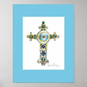 Turquoise Cross von Heather French Henry Poster