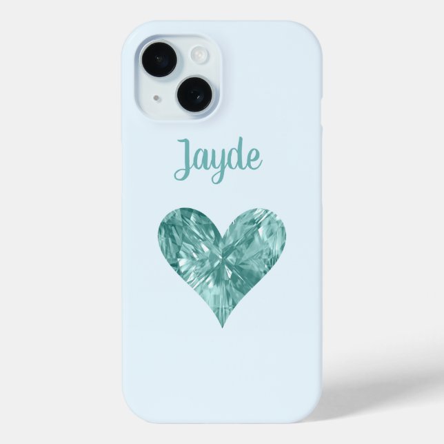 Turquoise Crystal Heart Handy Case (Rückseite)