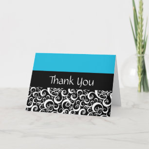 Turquoise Damask Wirbel Danke, Cards Dankeskarte