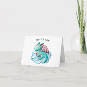 Turquoise Dragon Baby Dusche Danke Karte