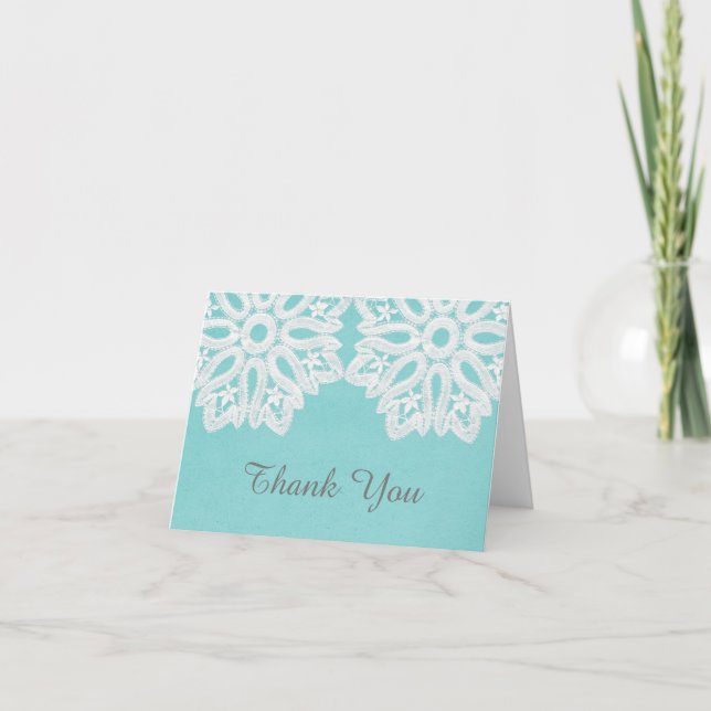Turquoise Elegance Lace Danke Karte (Vorderseite)