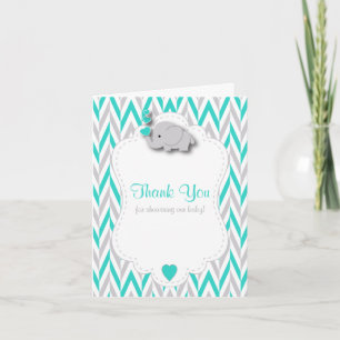 Turquoise Elephant Babydusche Danke