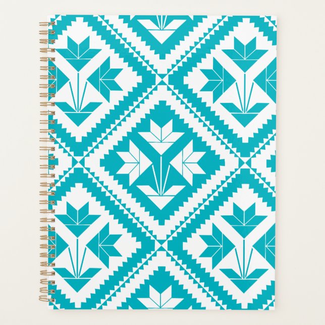 Turquoise Floral Quilt Planner Planer (Vorderseite)