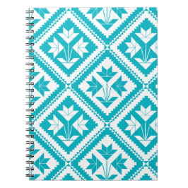 Turquoise Floral Quilt Spiral Notebook Notizblock