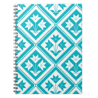 Turquoise Floral Quilt Spiral Notebook Notizblock