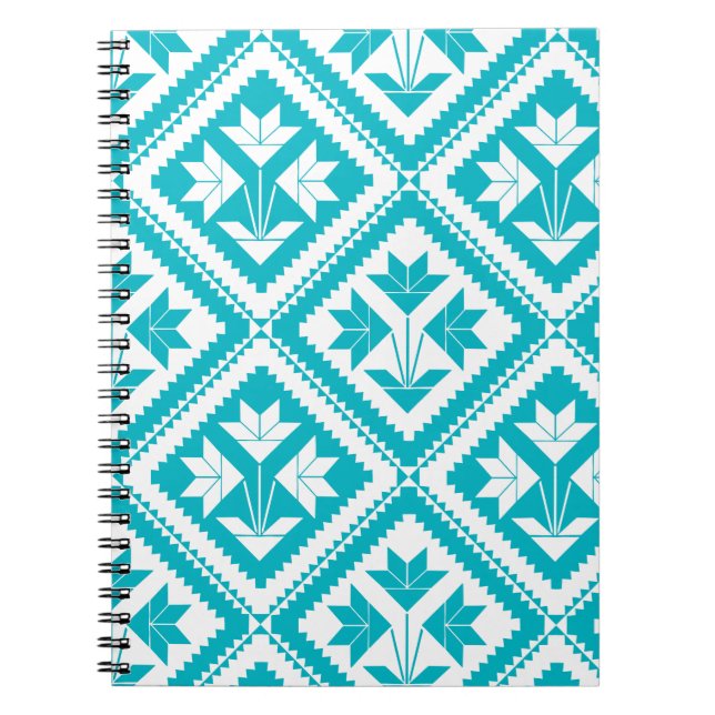 Turquoise Floral Quilt Spiral Notebook Notizblock (Vorderseite)