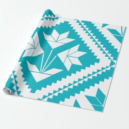 Turquoise Floral Quilt Wrapping Paper Geschenkpapier