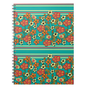Turquoise Floral Spiral Notebook Notizblock