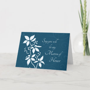 Turquoise Flower Matron of Honor Invitation Card Einladung