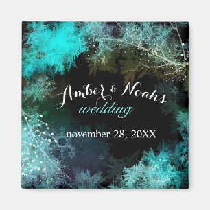 Turquoise Forest Evening Wedding Save the Date Magnet