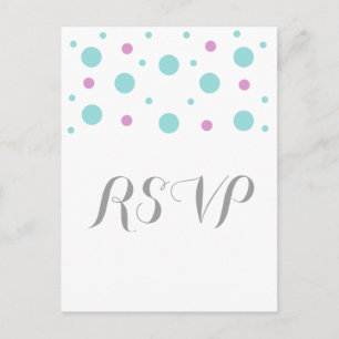 Turquoise Fuchsia Confetti Response Postkarte