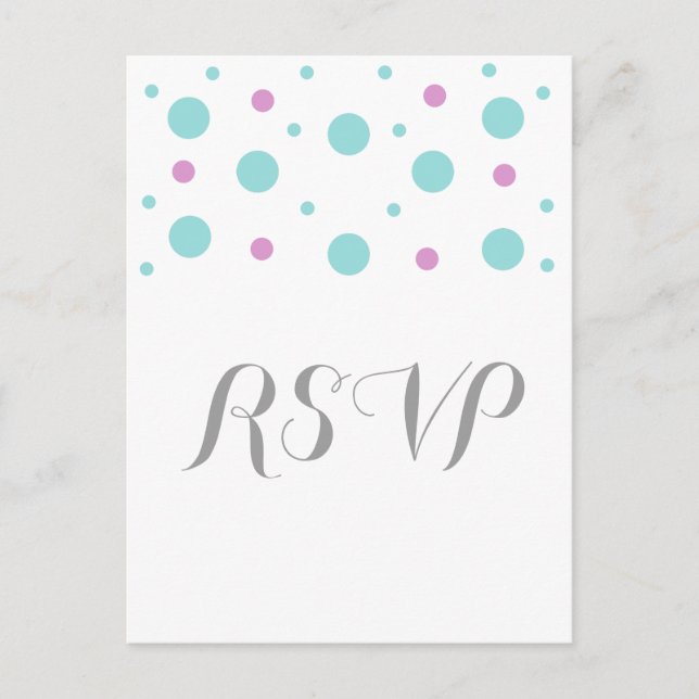 Turquoise Fuchsia Confetti Response Postkarte (Vorderseite)