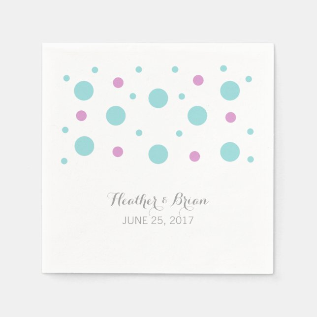 Turquoise Fuchsia Confetti Wedding Paper Napkins Serviette (Vorderseite)