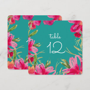 Turquoise Fuchsia Tischnummer Cards