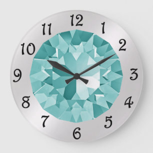 Turquoise Gem Large Clock Große Wanduhr