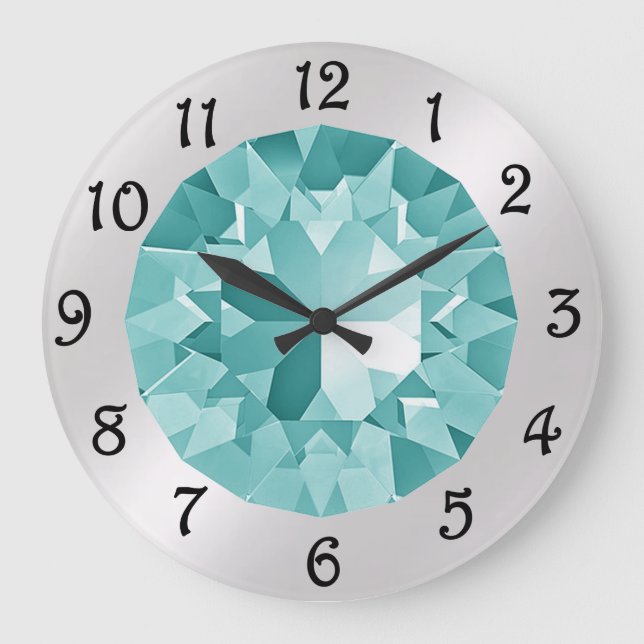 Turquoise Gem Large Clock Große Wanduhr (Vorderseite)