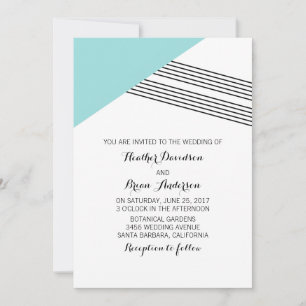 Turquoise geometrische Stripe Wedding Invite Einladung