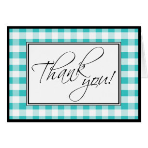 Turquoise Gingham Custom Danke Karte