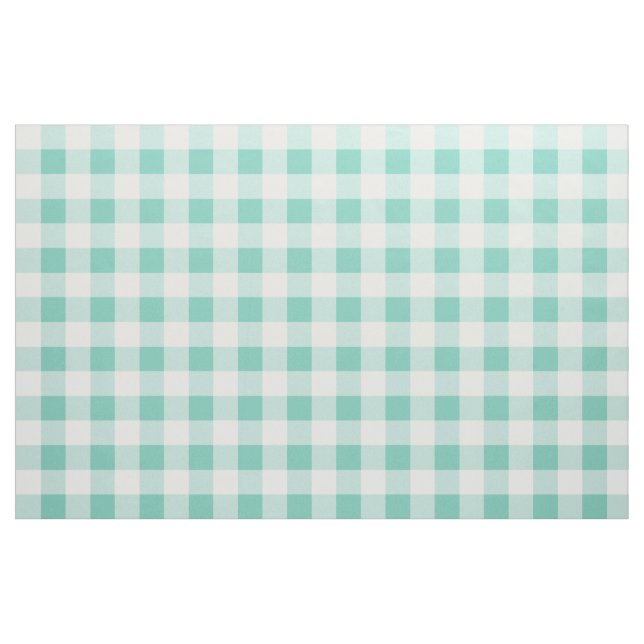 Turquoise Gingham Pattern Fabric Stoff (Yard (91,4 cm))