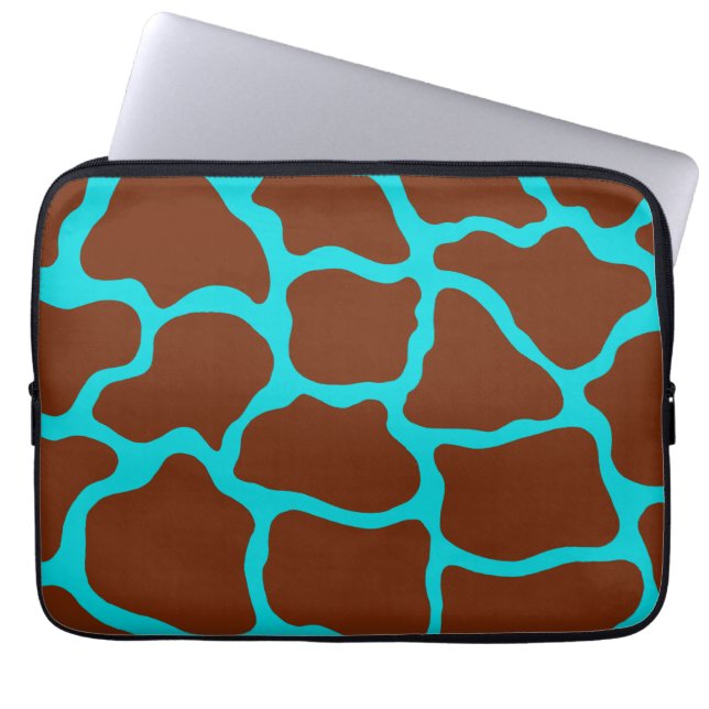 Turquoise Giraffe Print Laptop Sleeve (Vorderseite)