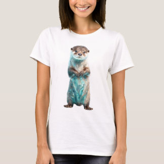 Turquoise Glow Galaxy Otter Women T-Shirt