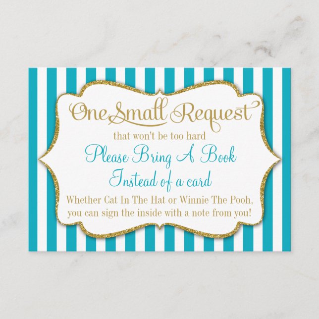 Turquoise Gold Baby Showcard Buchen Begleitkarte (Vorderseite)