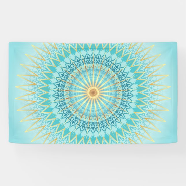 Turquoise Gold Boho Mandala Banner (Horizontal)