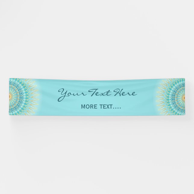 Turquoise Gold Boho Mandala Banner (Horizontal)