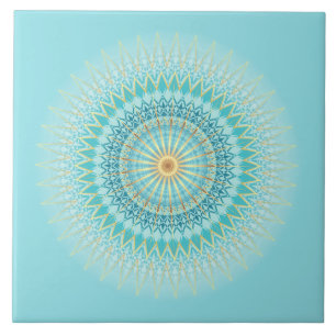 Turquoise Gold Boho Mandala Fliese