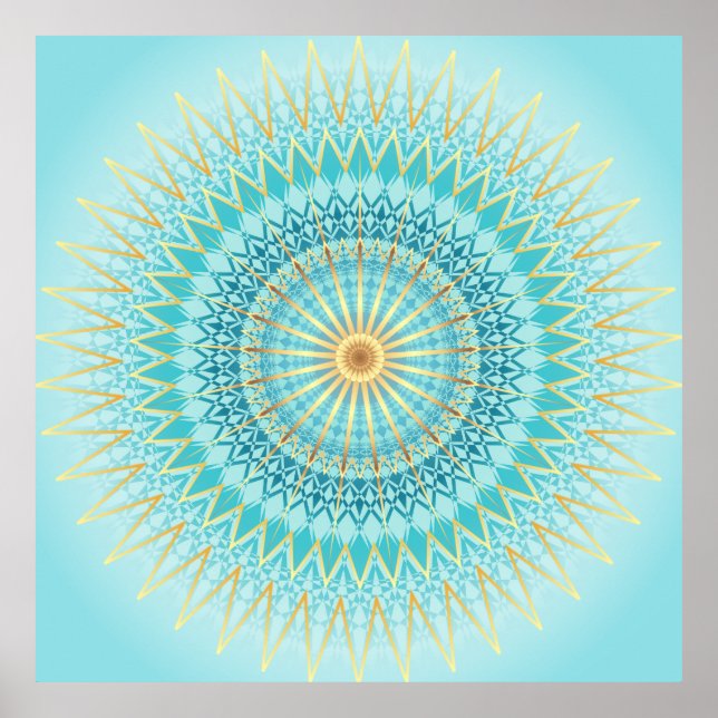 Turquoise Gold Boho Mandala Poster (Vorne)
