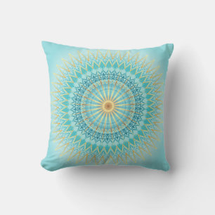 Turquoise Gold Boho Mandala Weihnachten Kissen