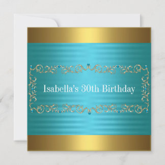 Turquoise Gold Bronze Jewel Geburtstag Event 2 Einladung