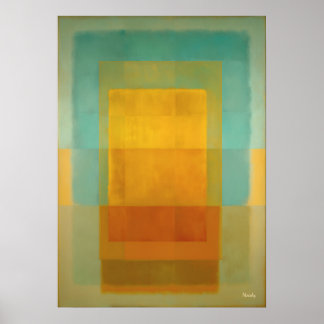 Turquoise Gold Color Field Abstract Modern Art Poster
