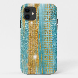 Turquoise Gold Glitzer Elegante Girly Case-Mate iPhone Hülle