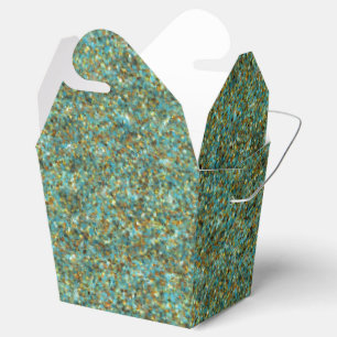 Turquoise Gold Glitzer-GASTGESCHENK-BOXES, nehmen Geschenkschachtel