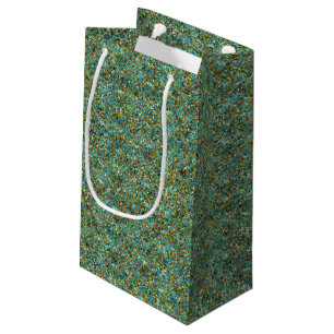 Turquoise-Gold Glitzer-GIFT BAG Kleine Geschenktüte