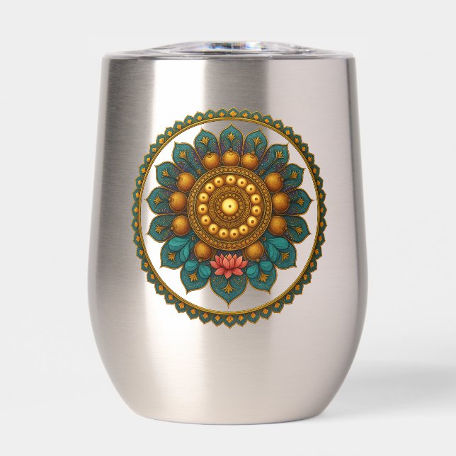 Turquoise Gold Lotus Mandala -Boho Fantasy Graphic (Vorderseite)