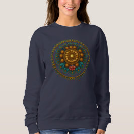 Turquoise Gold Lotus Mandala -Boho Fantasy Graphic Sweatshirt