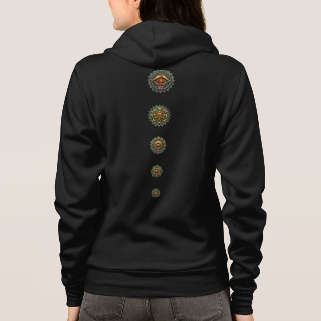 Turquoise Gold Lotus Mandala Eye Art - Graphic Hoodie (Rückseite)