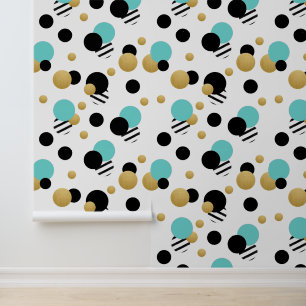 Turquoise Gold Polka Dot Tapete
