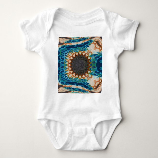 Turquoise Gold Sun Southwestern Art Baby Strampler (Vorderseite)