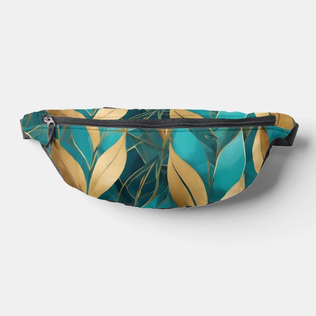 Turquoise Gold Trendy Boho Blätter Collection Bauchtasche (Ablage )