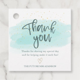 Turquoise Gold Watercolor Brautparty Vielen Dank Geschenkanhänger
