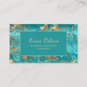 Turquoise Gold Wedding Planner Visitenkarte