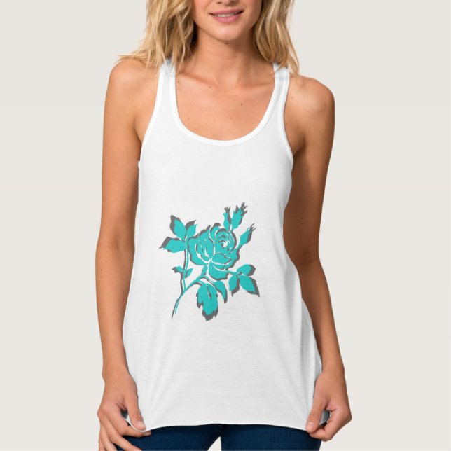 TURQUOISE- & GRAY-ROSE-_Woman's-Tank Tank Top (Vorderseite)
