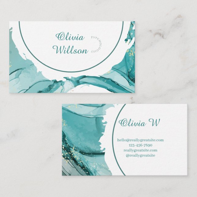 Turquoise Green Business Card Visitenkarte (Vorne/Hinten)